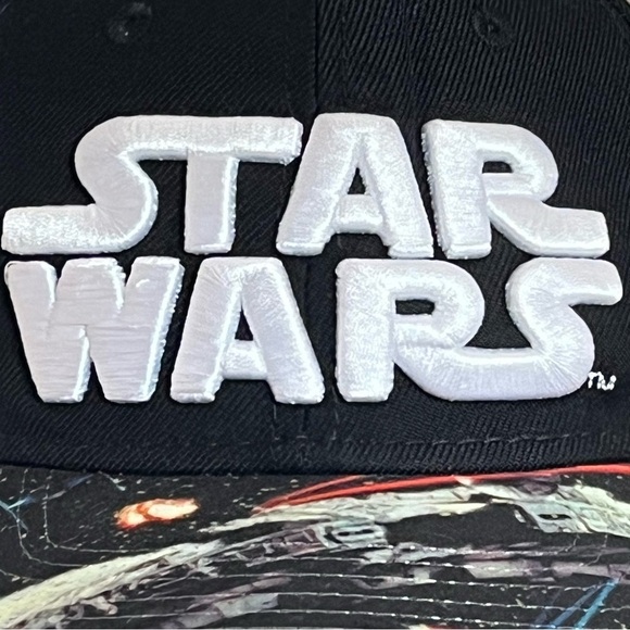 Lucasfilm's "Star Wars" Adjustable Black Cap with Star Graphics on Brim - Picture 3 of 16